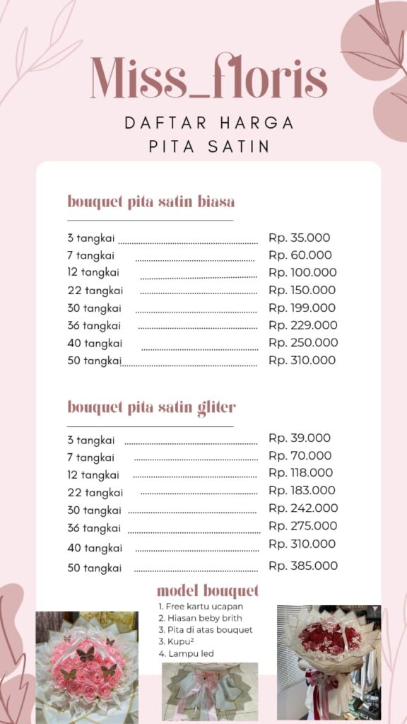 pricelist bucket pita satin cantik